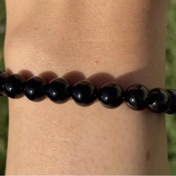 Black Onyx 7 Inch Stretch Bead Bracelet Gift Southwestern